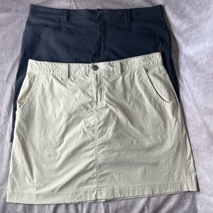 Eddie Bauer Travex Skort Size 10/12 Beige Black  Mid Length Lot Of 2